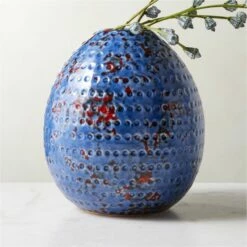 Steele Round Blue Vase 8 Steele Round Blue Vase -marin sHOP SteeleVaseROS23