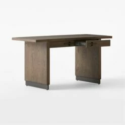 Stilt 2-Drawer Fumed Oak Wood Desk 12 Stilt 2-Drawer Fumed Oak Wood Desk -marin sHOP StiltFumedOakDesk3QAVSSF22