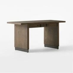 Stilt 2-Drawer Fumed Oak Wood Desk 11 Stilt 2-Drawer Fumed Oak Wood Desk -marin sHOP StiltFumedOakDesk3QSSF22