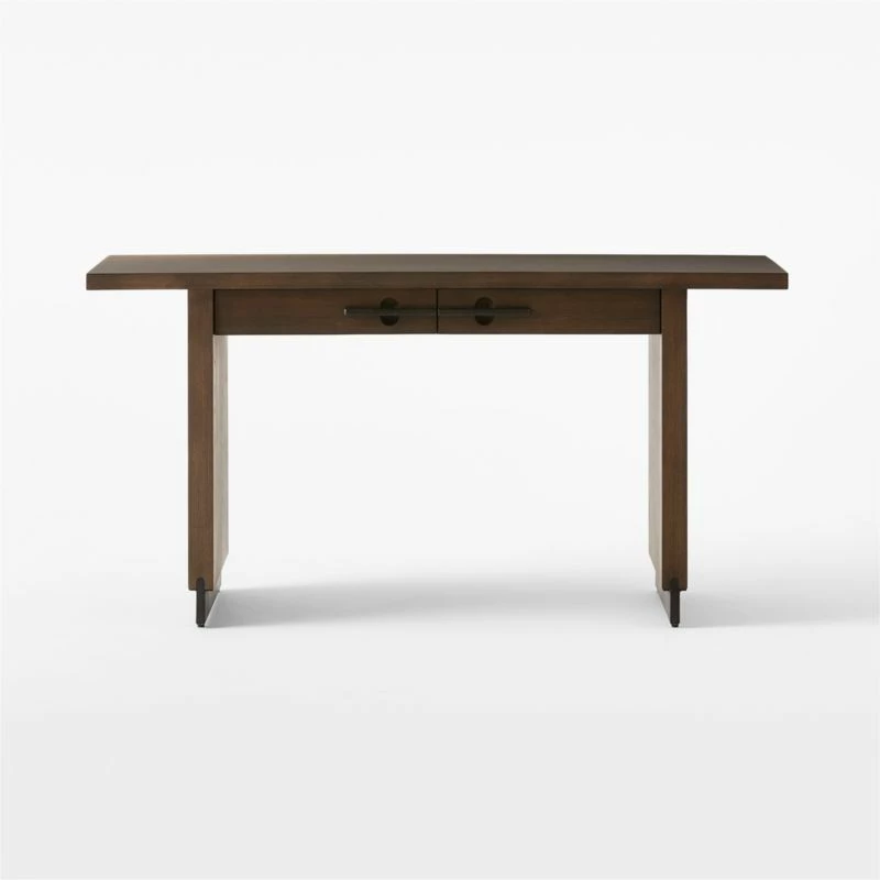 Stilt 2-Drawer Fumed Oak Wood Desk 4 Stilt 2-Drawer Fumed Oak Wood Desk - Image 2