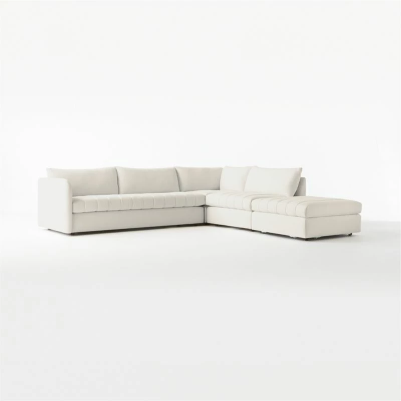 Stitch 4-Piece L-Shaped White Performance Fabric Sectional Sofa With Right Chaise 7 Stitch 4-Piece L-Shaped White Performance Fabric Sectional Sofa With Right Chaise - Image 5