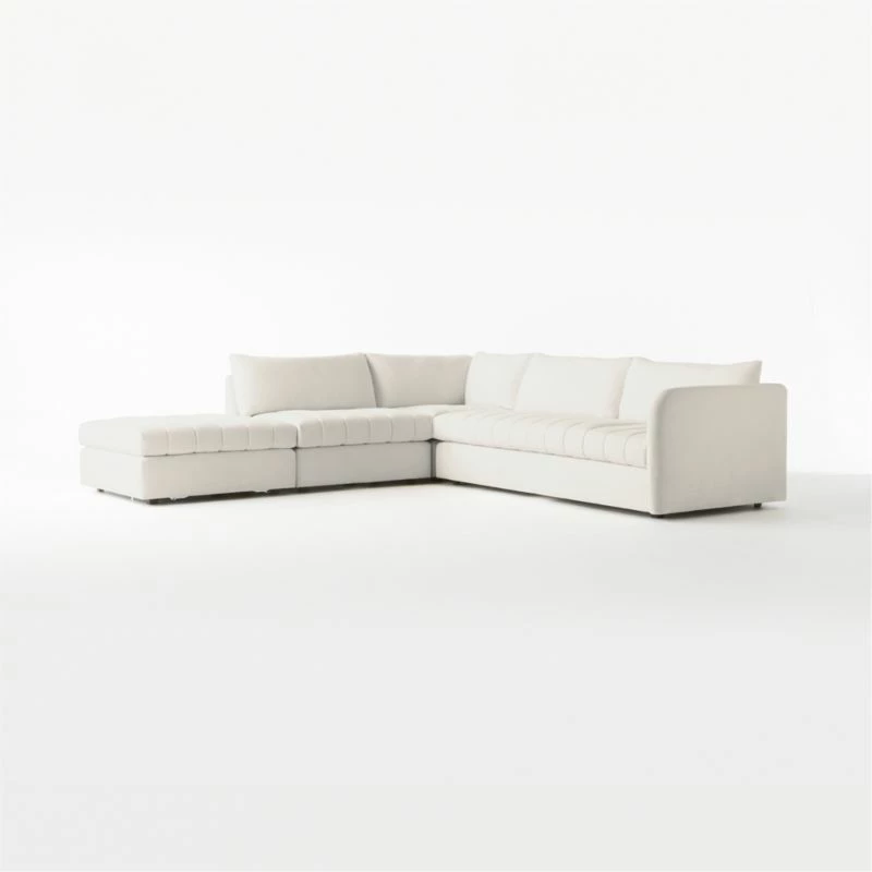 Stitch 4-Piece L-Shaped White Performance Fabric Sectional Sofa With Left Chaise 5 Stitch 4-Piece L-Shaped White Performance Fabric Sectional Sofa With Left Chaise - Image 3