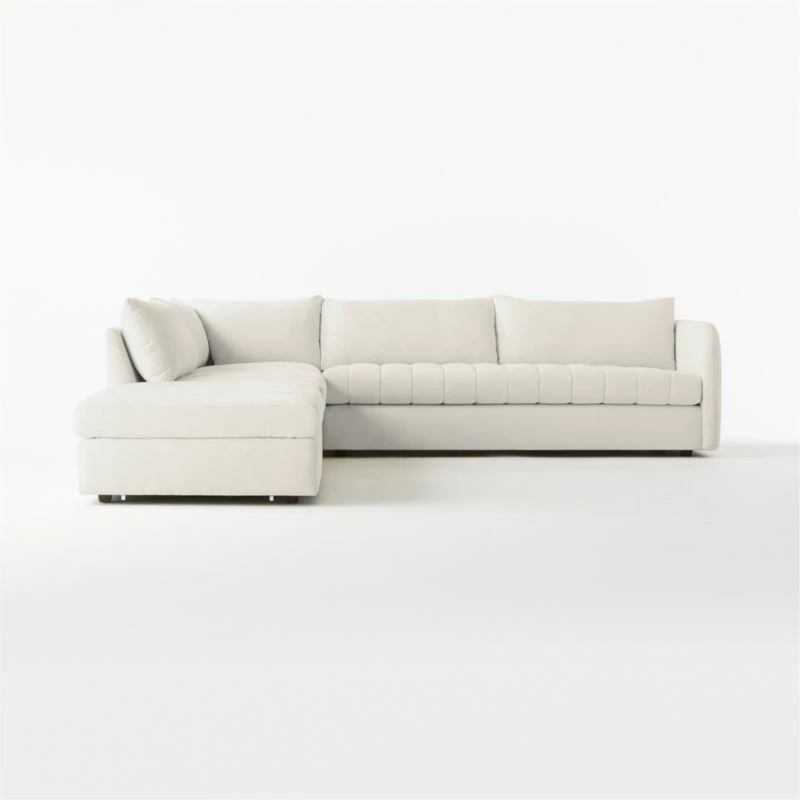 Stitch 4-Piece L-Shaped White Performance Fabric Sectional Sofa With Left Chaise 4 Stitch 4-Piece L-Shaped White Performance Fabric Sectional Sofa With Left Chaise - Image 2