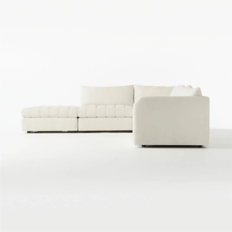 Stitch 4-Piece L-Shaped White Performance Fabric Sectional Sofa With Left Chaise 6 Stitch 4-Piece L-Shaped White Performance Fabric Sectional Sofa With Left Chaise - Image 4