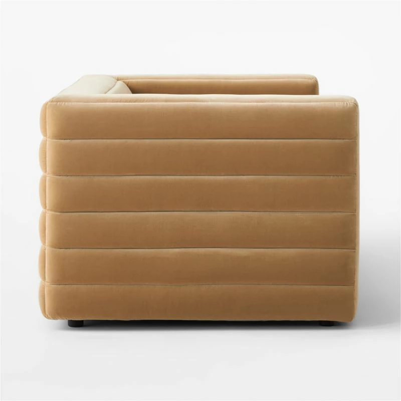 Strato 80" Camel Velvet Sofa 7 Strato 80" Camel Velvet Sofa - Image 5
