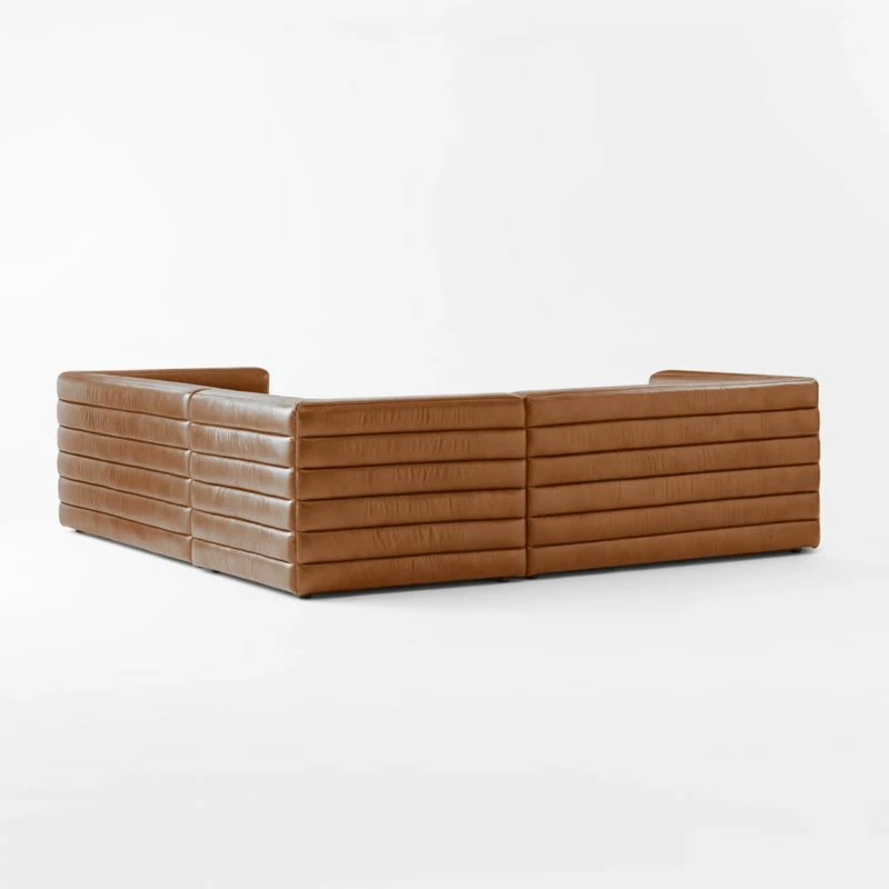 Strato 3-Piece L-Shaped Brown Leather Sectional Sofa 7 Strato 3-Piece L-Shaped Brown Leather Sectional Sofa - Image 5