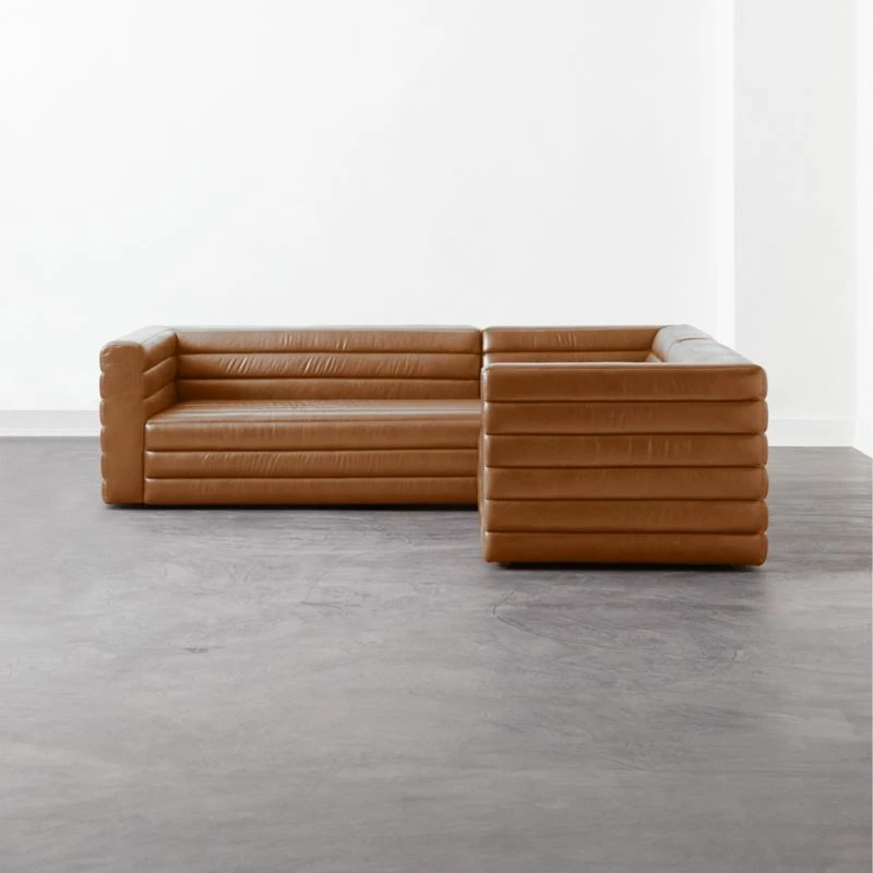 Strato 3-Piece L-Shaped Brown Leather Sectional Sofa 3 Strato 3-Piece L-Shaped Brown Leather Sectional Sofa