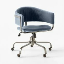 Stretta Blue Velvet Office Chair -marin sHOP StrettaBlueMtlOffcChair3QSSS22
