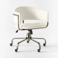 Stretta Ivory Velvet Office Chair -marin sHOP StrettaIvoryMtlOffcChair3QSSS22