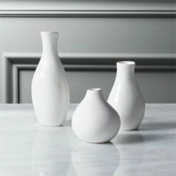 Trio White Porcelain Bud Vase Set Of 3