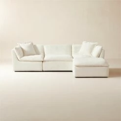 Turn 4-Piece Off-White Performance Velvet Sectional Sofa