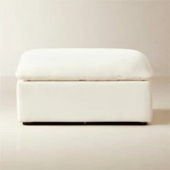 Turn Off-White Performance Velvet Ottoman