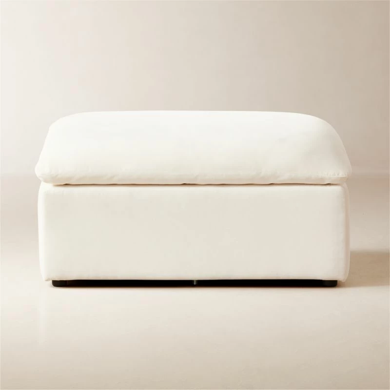 Turn Off-White Performance Velvet Ottoman 3 Turn Off-White Performance Velvet Ottoman