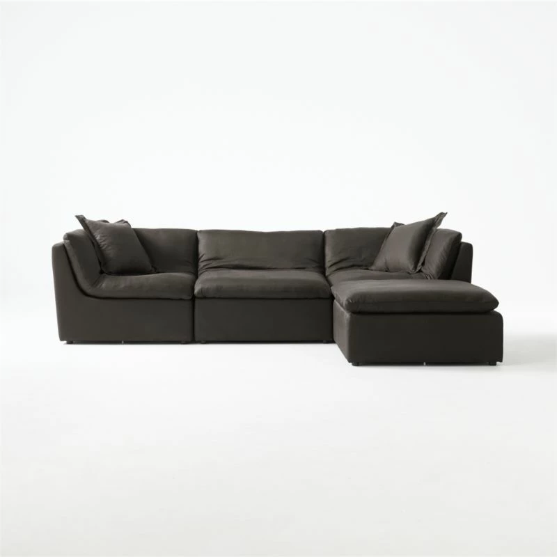 Turn 4-Piece L-Shaped Charcoal Black Sectional Sofa 4 Turn 4-Piece L-Shaped Charcoal Black Sectional Sofa - Image 2