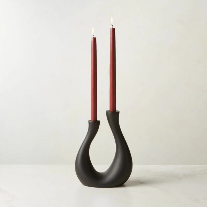 Uri Matte Black Cement Taper Candle Holder 4 Uri Matte Black Cement Taper Candle Holder - Image 2
