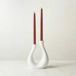 Uri Matte White Cement Taper Candle Holder -marin sHOP UriTaperHolderROF23