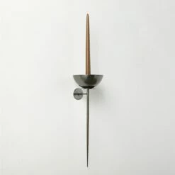 Vela Blackened Brass Wall Sconce Taper Candle Holder