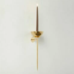 Vela Unlaquered Brass Wall Sconce Taper Candle Holder -marin sHOP VelaUnldBrsCandleSconceROS23