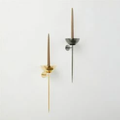 Vela Blackened Brass Wall Sconce Taper Candle Holder -marin sHOP VelaUnldCandleSconceGrpFHS23