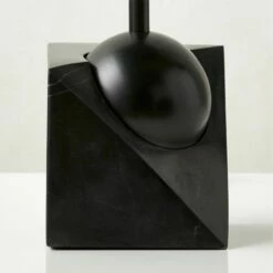 Venus Black Metal Dome Table Lamp With Marble Base -marin sHOP VenusDmBlkMrblTableLampAVSHS23