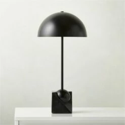 Venus Black Metal Dome Table Lamp With Marble Base