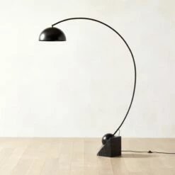 Venus Black Arc Floor Lamp With Marble Base