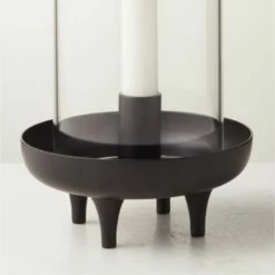 Vetro Matte Black Stainless Steel And Glass Hurricane Candle Holder -marin sHOP VetroMttSSBlkTaperHrrcnAV2SHF22