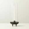 Vetro Matte Black Stainless Steel And Glass Hurricane Candle Holder