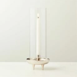Vetro Polished Stainless Steel And Glass Hurricane Candle Holder -marin sHOP VetroSSTaperHrrcnAVSHF22