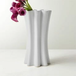 Vix Fluted White Ceramic Vase -marin sHOP VixFlutedWhiteVaseROF22