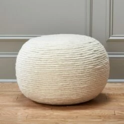 Wool Wrap Natural Pouf
