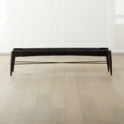 Wrap Large Black Jute Rope Bench
