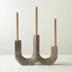 Xavier Grey Marble Taper Candle Holder -marin sHOP XavierMrblTaperHolderROF23