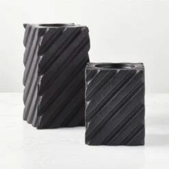 Zeke Blackened Teak Pillar Candle Holder Small -marin sHOP ZekeBkdTeakPllrHolderGrpFHS23