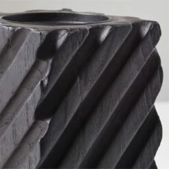 Zeke Blackened Teak Pillar Candle Holder Small -marin sHOP ZekeBkdTeakPllrHolderLrgAVSHS23