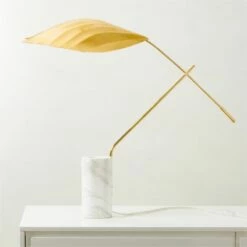 Zel Marble Table Lamp With Brass Shade