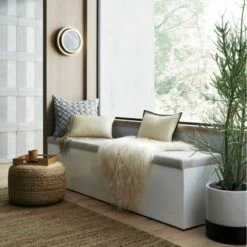 Braided Natural Jute Pouf -marin sHOP catch alllargewhitestoragebenchNV17